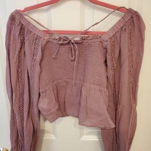 American Eagle cropped tie back long sleeve top